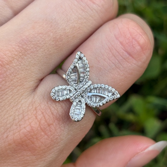 Sterling Silver Sparkling Butterfly Ring - Picture 2 of 6